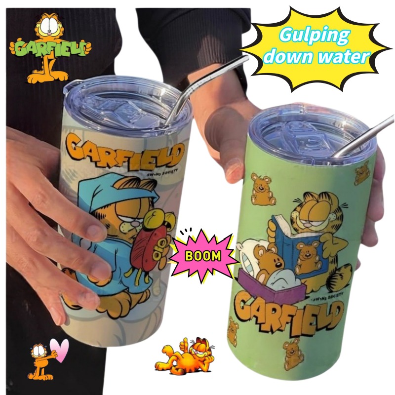 Stainless Steel Straw - Copo Térmico de Aço Inoxidável Garfield